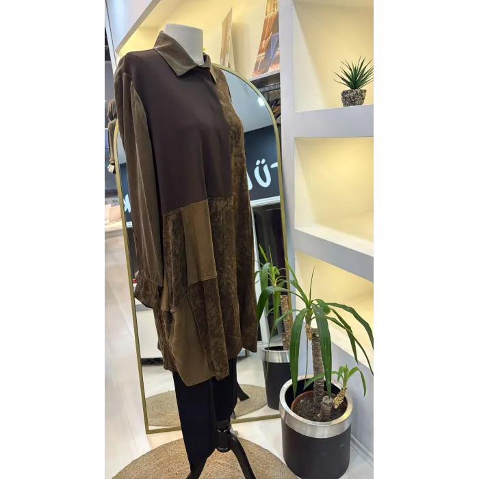Misswhence Patchwork Cupro Tunik : 38303 kahve