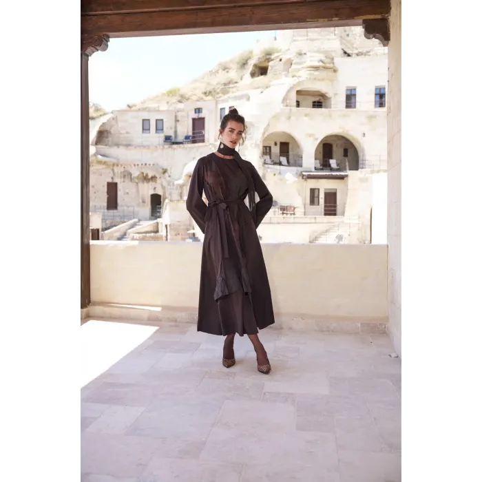 Misswhence Patchwork Elbise 40825 kahve