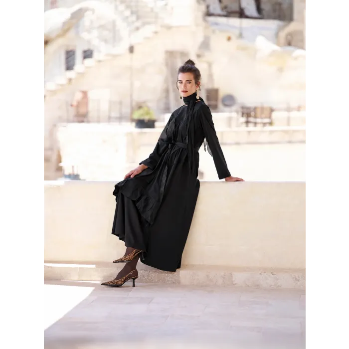 Misswhence Patchwork Elbise 40825 siyah