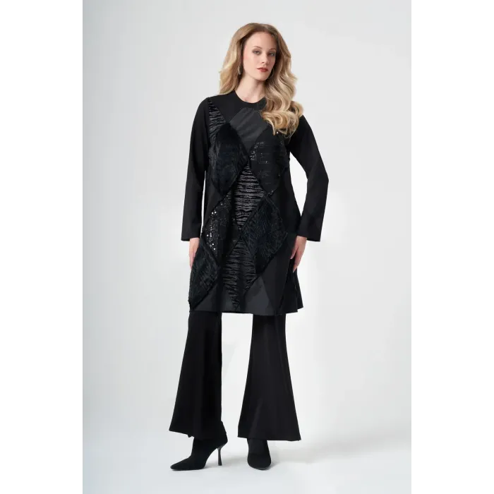 Misswhence Patchwork Tunik 40009 siyah