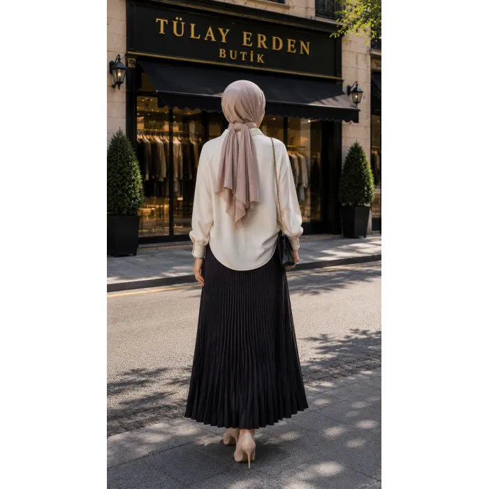 Misswhence Piliseli Yandan Fermuarlı Etek AÇİK KAHVE 39921