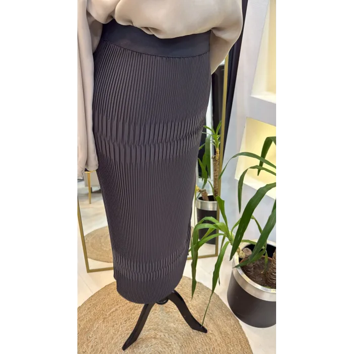 Misswhence Piliseli Yandan Fermuarlı Etek ANTRASİT 37921