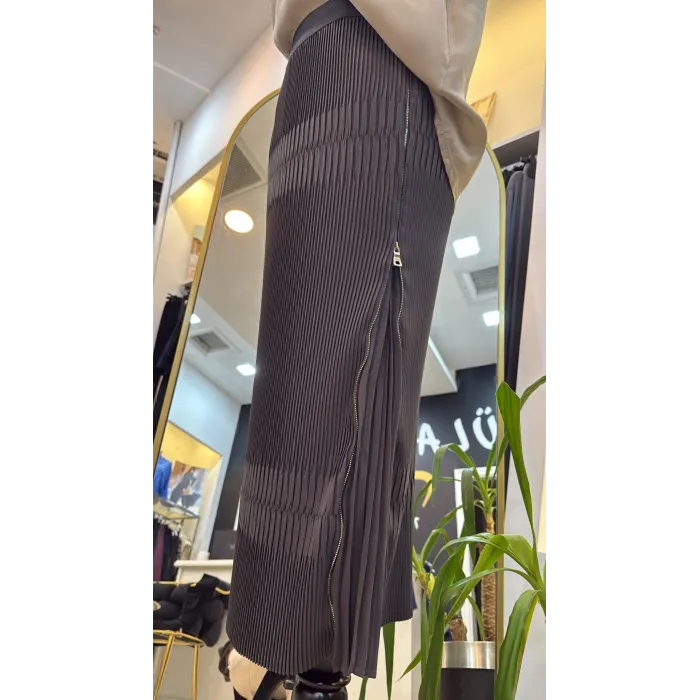 Misswhence Piliseli Yandan Fermuarlı Etek ANTRASİT 37921