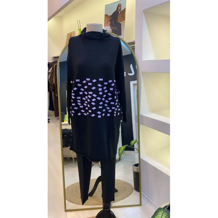 MİSSWHENCE Triko Damalı Tunik LİLA 242