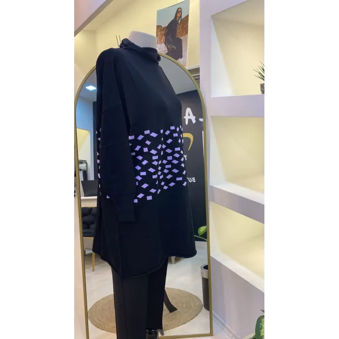 MİSSWHENCE Triko Damalı Tunik LİLA 242