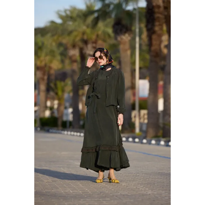 Misswhence Yelekli Elbise 39815 haki