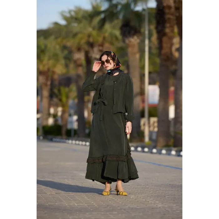 Misswhence Yelekli Elbise 39815 kahve