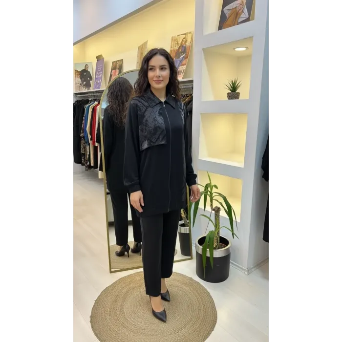 Nuss 1001 Jakar Detay Pantolonlu Takım - ANTRASİT