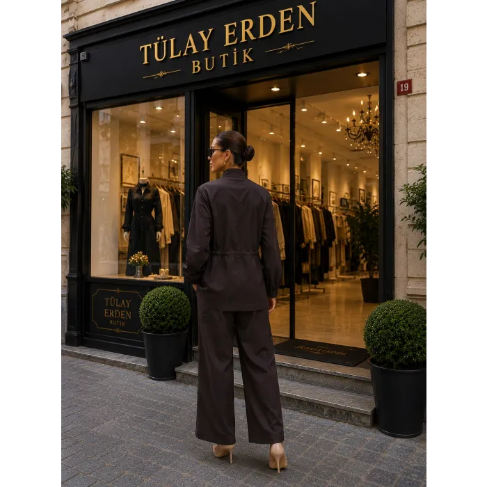 Nuss 1032 Çiçeklei Boncuk İşlemeli Pantolonlu Takım - BİTTER