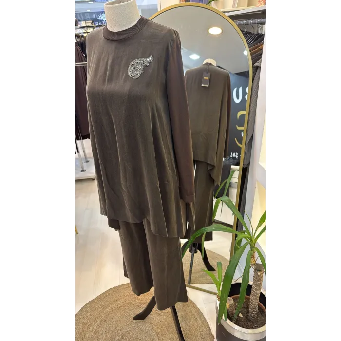 Nuss 1033 Cupra İpek Takım - KAHVE