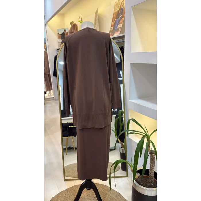 Nuss 1350 Kazayağı Merserize Etekli Takım kahve