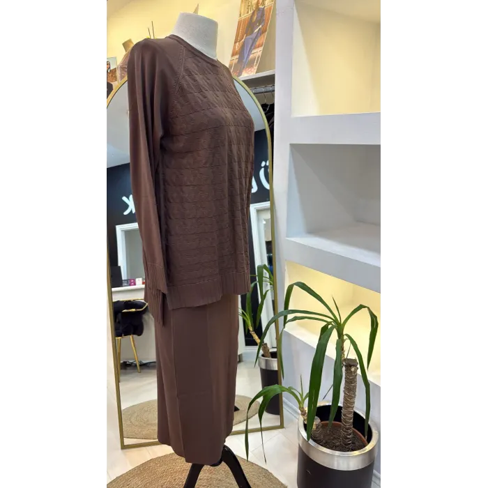 Nuss 1350 Kazayağı Merserize Etekli Takım kahve