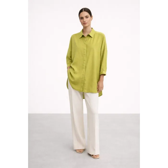 Nuss 3001 Oversize Basic Gömlek OLİVE