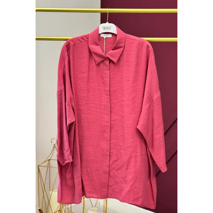 Nuss 3001 Oversize Basic Gömlek Red Plum