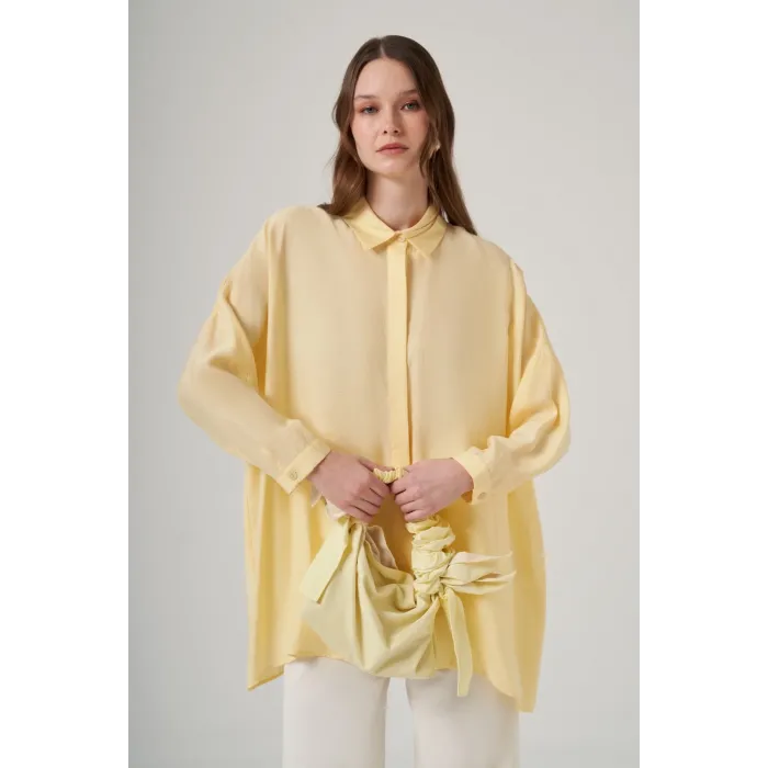 Nuss 3001 Oversize Basic Gömlek Vanilin