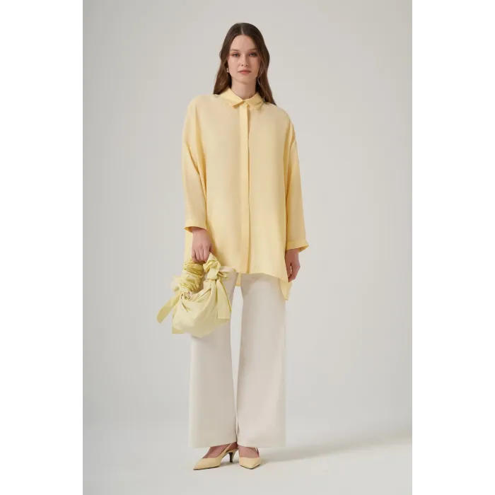 Nuss 3001 Oversize Basic Gömlek Vanilin