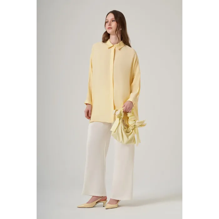 Nuss 3001 Oversize Basic Gömlek Vanilin