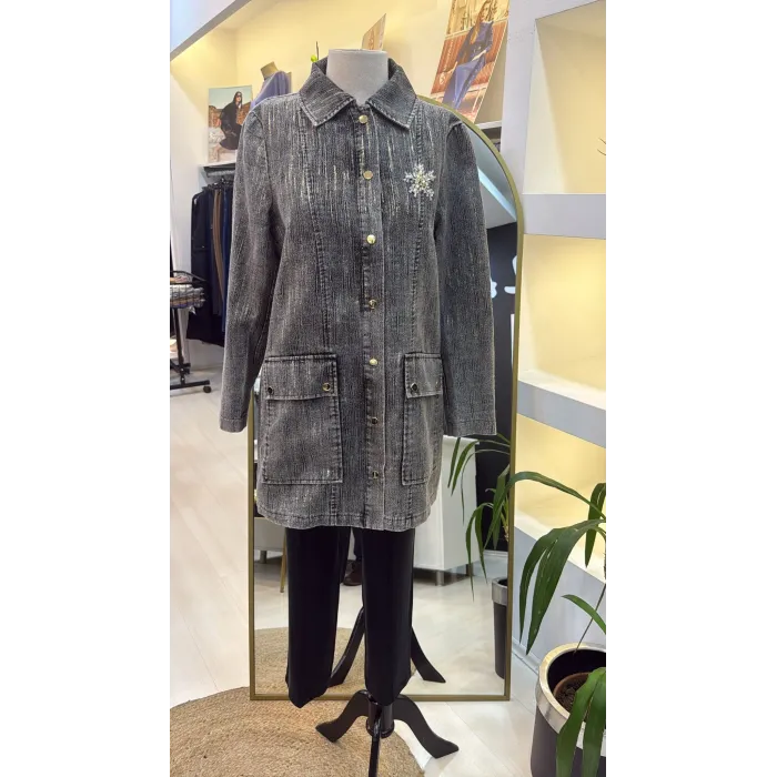 Nuss 6016 Tam Boy Düğmeli Kemer detayli kap SİYAH