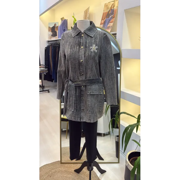 Nuss 6016 Tam Boy Düğmeli Kemer detayli kap SİYAH