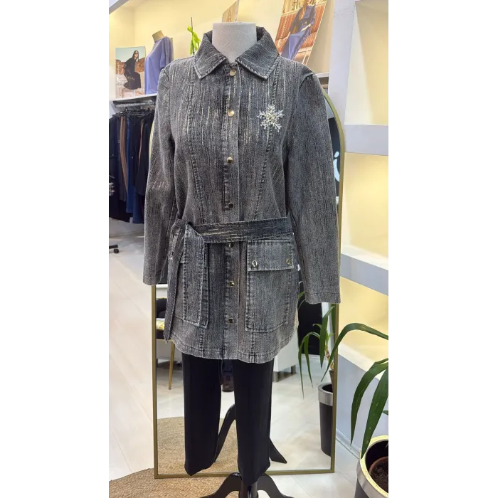 Nuss 6016 Tam Boy Düğmeli Kemer detayli kap SİYAH