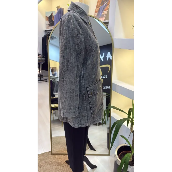 Nuss 6016 Tam Boy Düğmeli Kemer detayli kap SİYAH