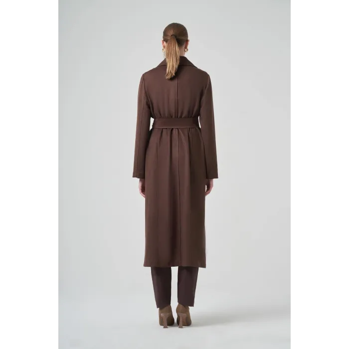 Nuss 6029 Yaka Zımba Detay Süet Kap - KAHVE