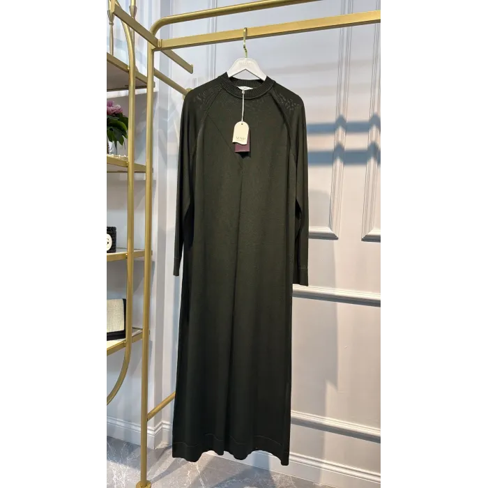 Nuss 803 Ön Dikiş Detay TRİKO Elbise HAKİ