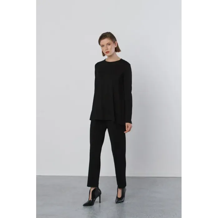 Nuss Basic Tunik  Ön Kısa Arka Uzun Tunik - 902 siyah