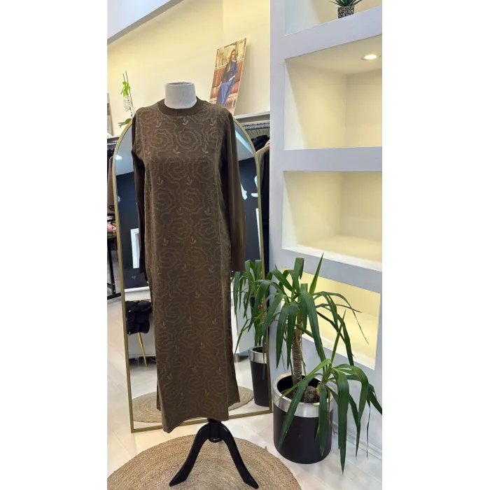 NUSS DESENLİ ELBİSE 2061 YEŞİL