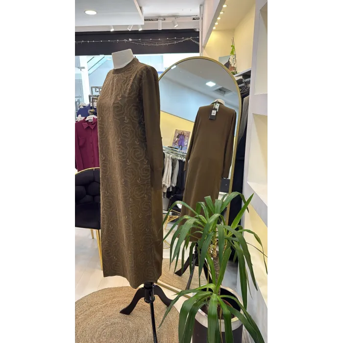 NUSS DESENLİ ELBİSE 2061 YEŞİL