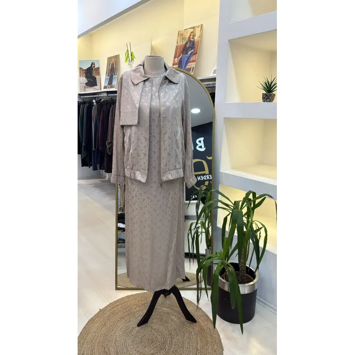 Nuss Elbise ve Ceketli Takım 1053 Bej