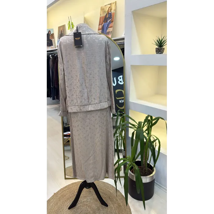 Nuss Elbise ve Ceketli Takım 1053 Bej