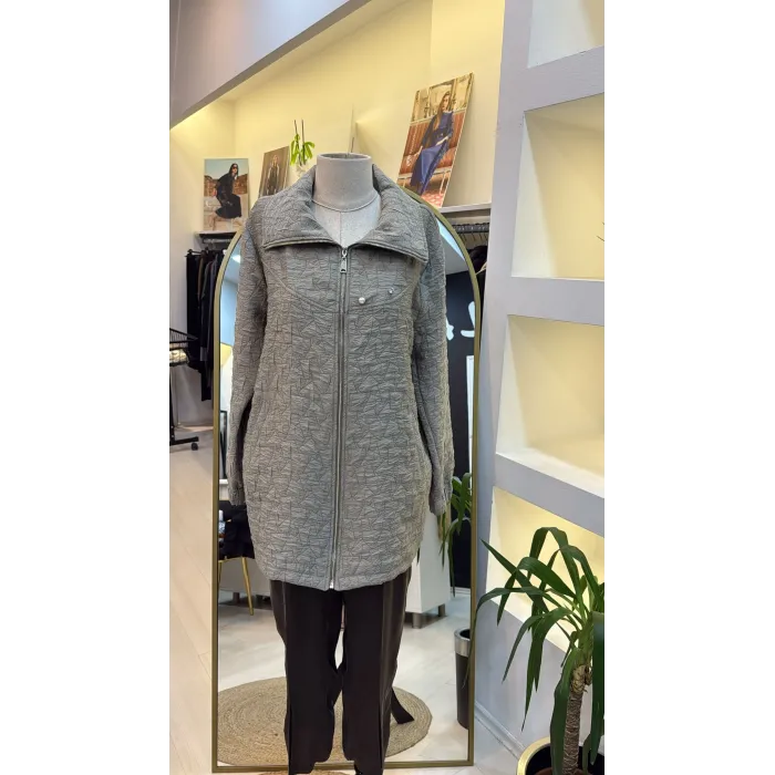 Nuss 6040 Kare Densenli Yaka Broşlu Kap HAKİ