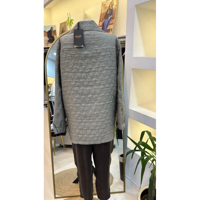 Nuss 6040 Kare Densenli Yaka Broşlu Kap HAKİ