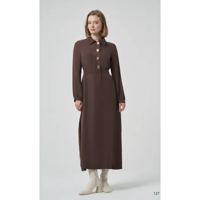 Nuss kemer Detayli Elbise - Kahve 2007