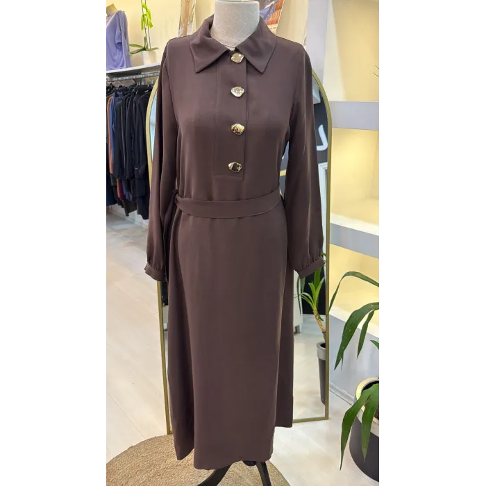 Nuss kemer Detayli Elbise - Kahve 2007