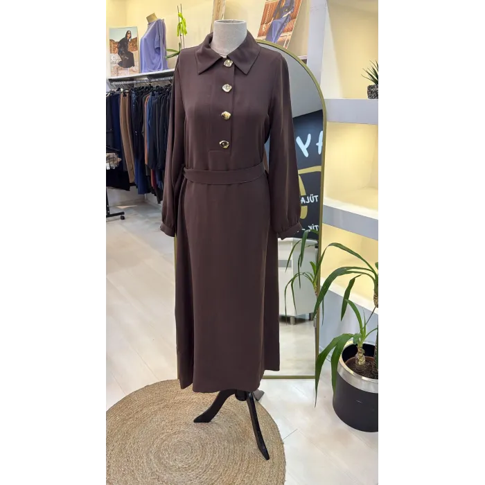 Nuss kemer Detayli Elbise - Kahve 2007