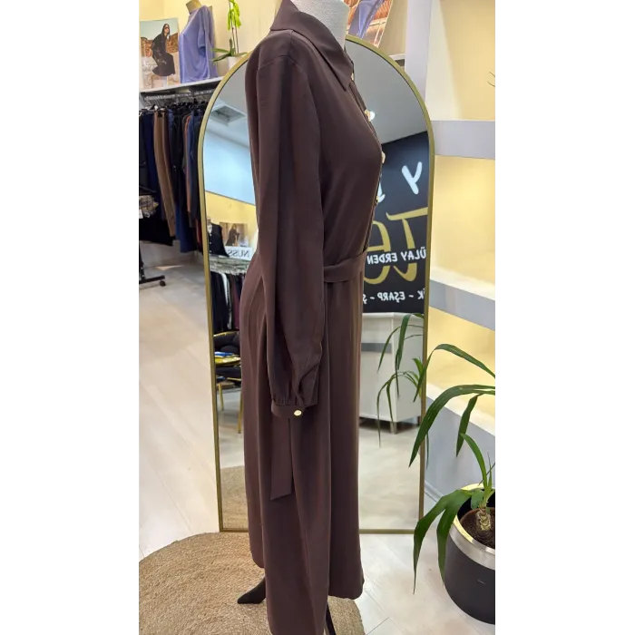 Nuss kemer Detayli Elbise - Kahve 2007