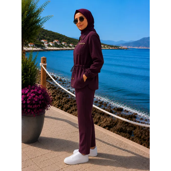 Nuss Pantolonlu Takım 1049 bordo