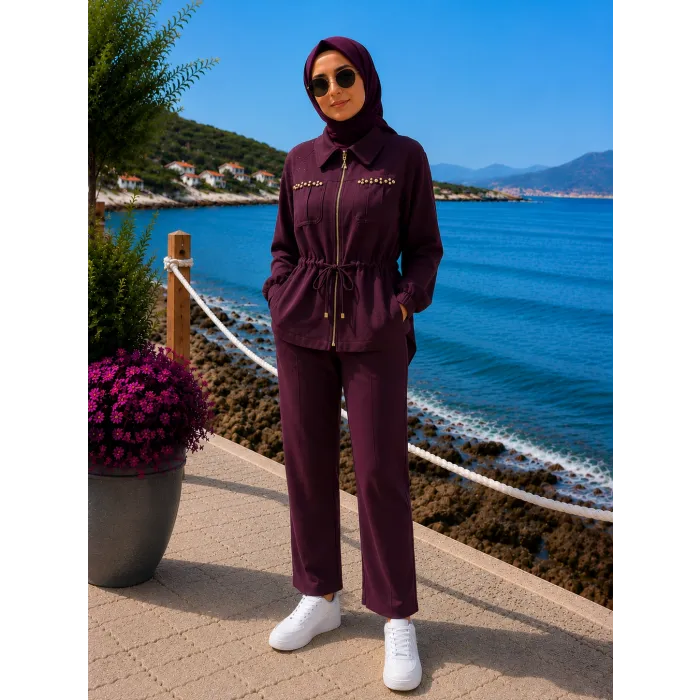 Nuss Pantolonlu Takım 1049 bordo