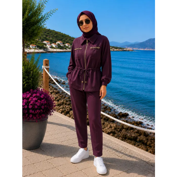 Nuss Pantolonlu Takım 1049 bordo