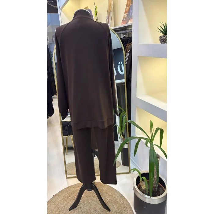 Nuss Şerit desenli spor takim 1039 kahve