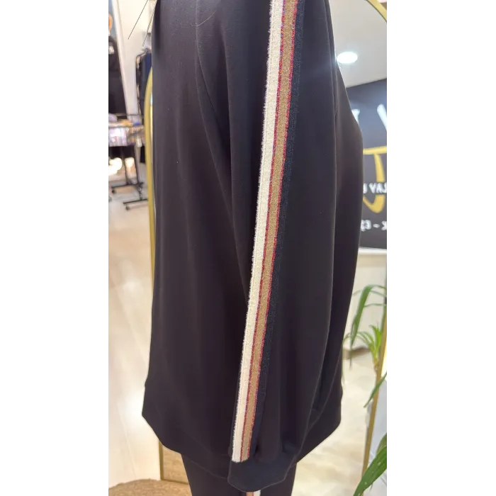 Nuss Şerit desenli spor takim 1039 siyah