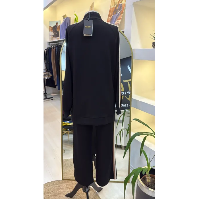 Nuss Şerit desenli spor takim 1039 siyah