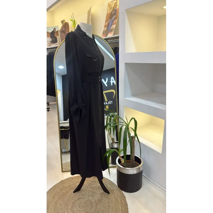 Nuss Tam Boy Fermuarlı Elbise - Siyah 2001