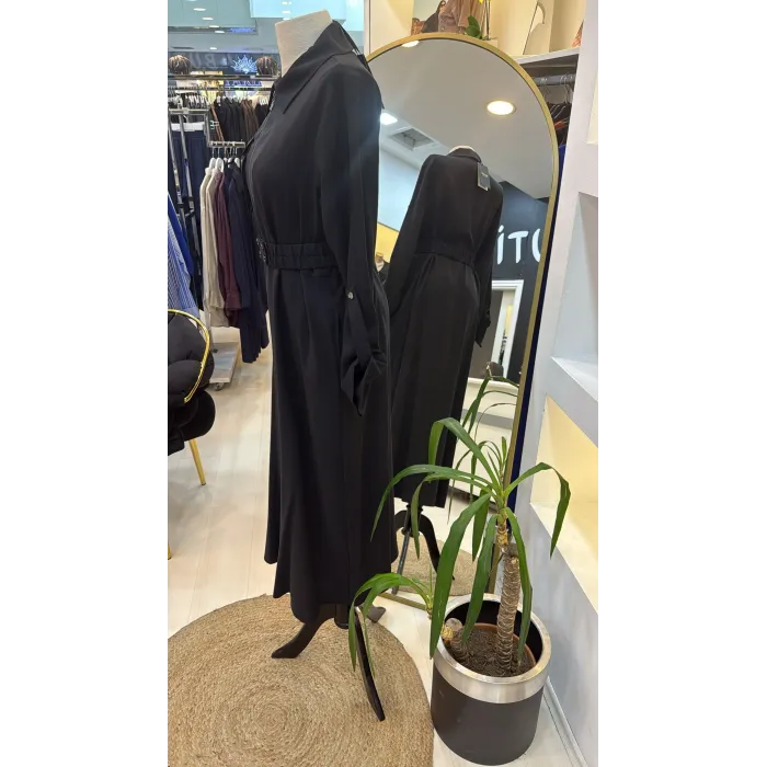 Nuss Tam Boy Fermuarlı Elbise - Siyah 2001