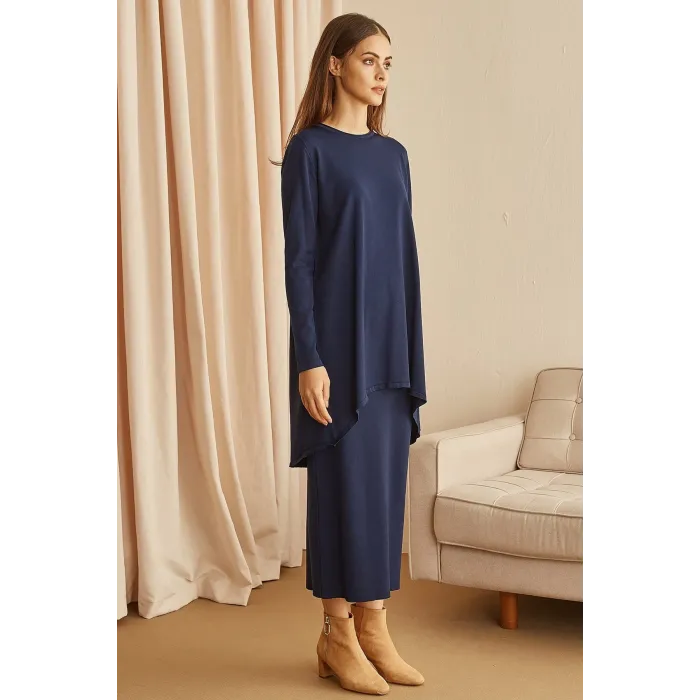 Nuss Triko Çelik Örme Lacivert Etek 013