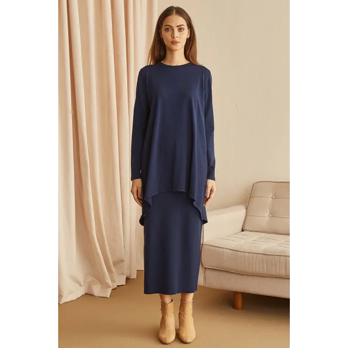 Nuss Triko Çelik Örme Lacivert Etek 013