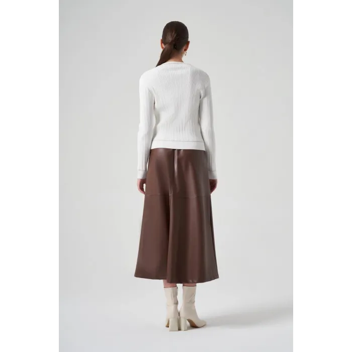 Nuss Triko Fitilli Ekru Hırka1115