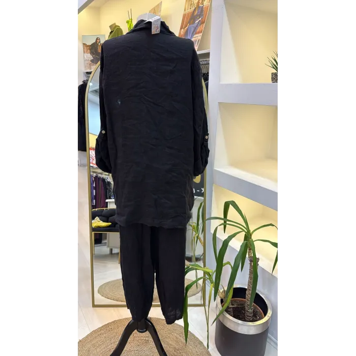 PURO LİNO %100 KETEN TAKİM SİYAH